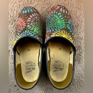 Dansko vegan floral or firework multicolored shoe